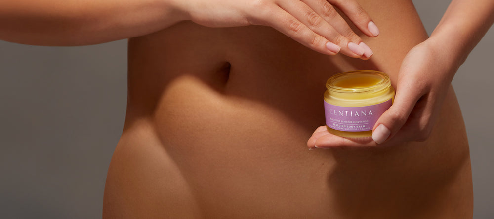 Woman Holding Jar Of Rescuing Body Balm By Her Body